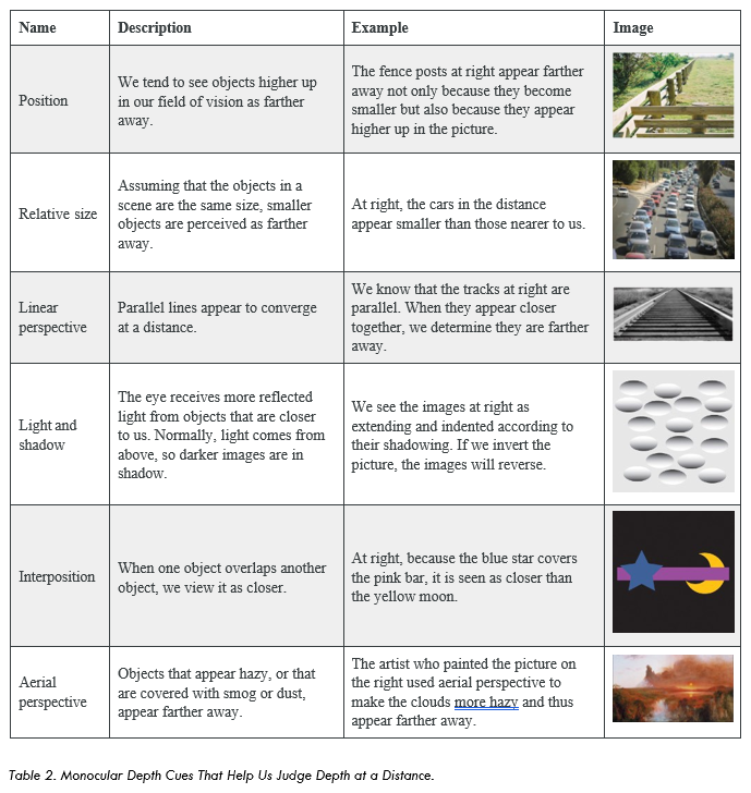 Monocular Depth Cues