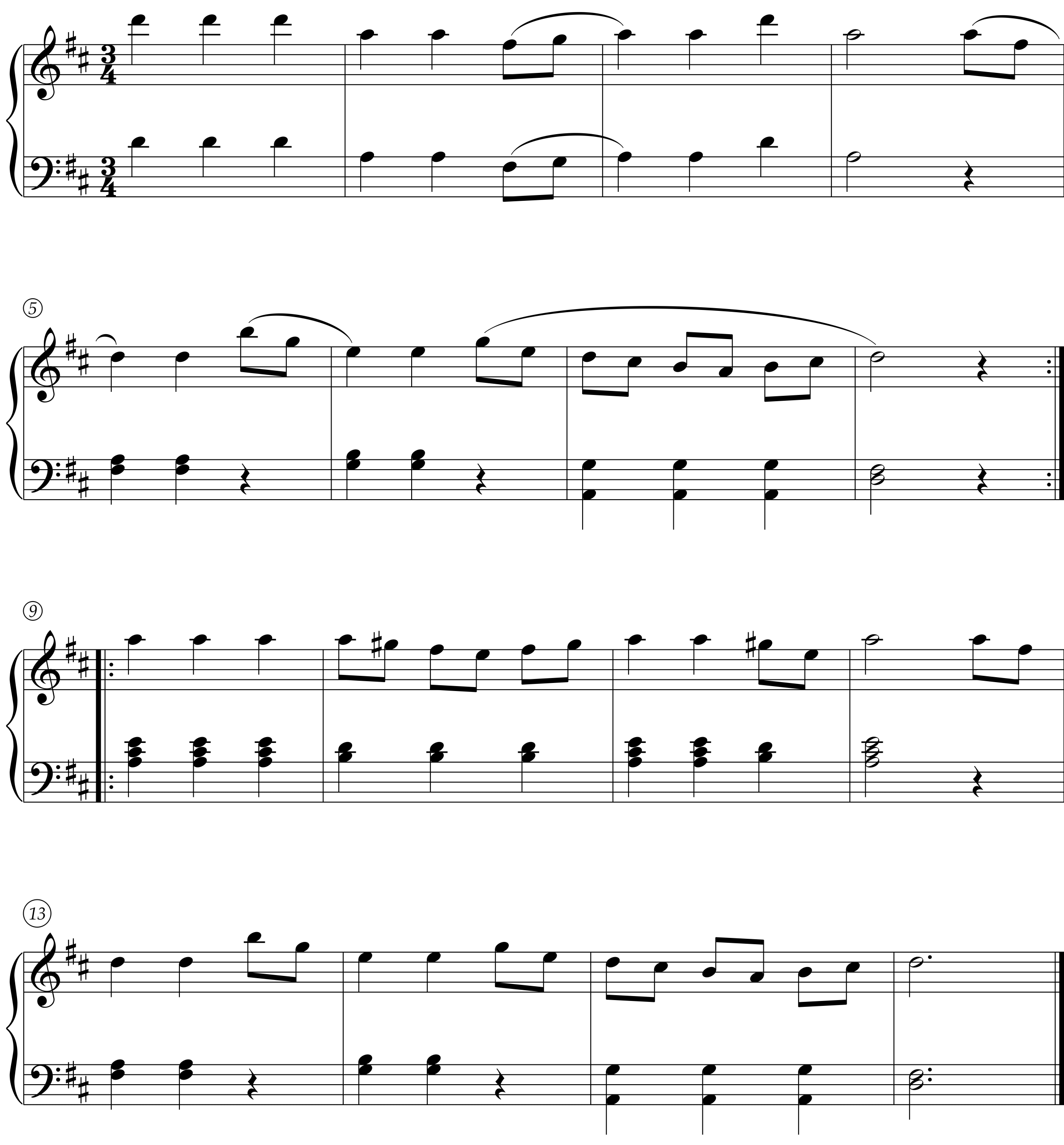 Score for German Dance in D Major by Franz Joseph Haydn