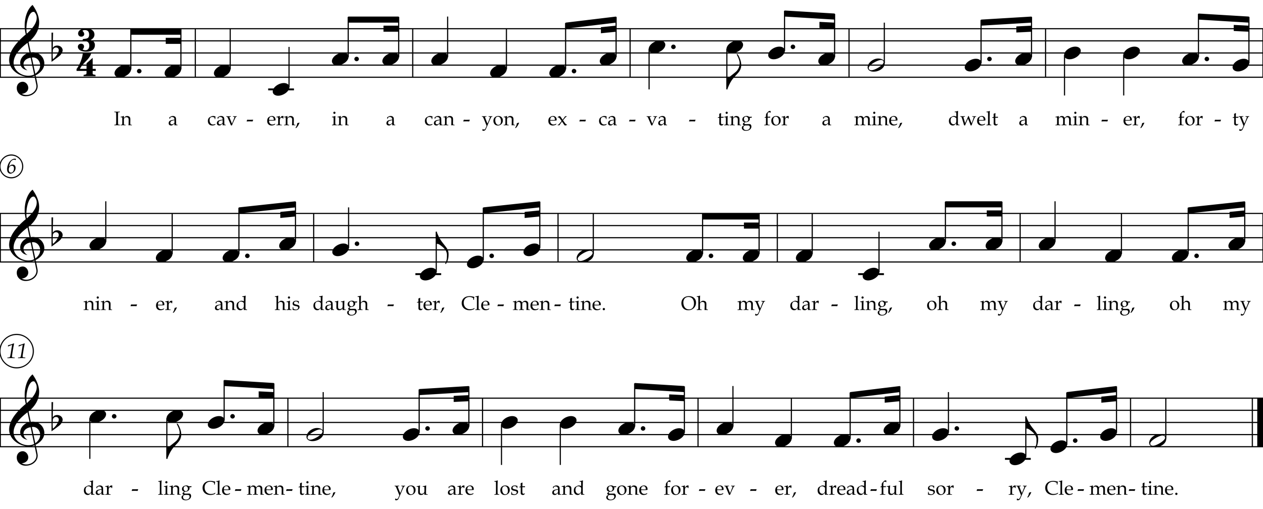 Score for Oh My Darling Clementine
